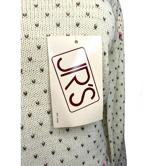 Vintage Macys JR’s Women’s Medium Crewneck Knit Sweater Hearts Floral 90s NEW - Picture 3 of 7